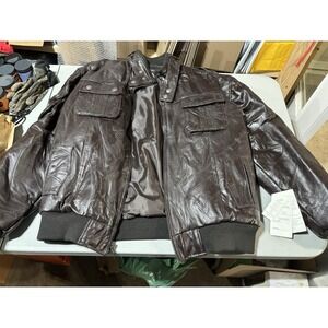 Legacy Leather Jacket Mens Sz 2XL Brown Patchwork Design Zip Up Has Flaws VTG